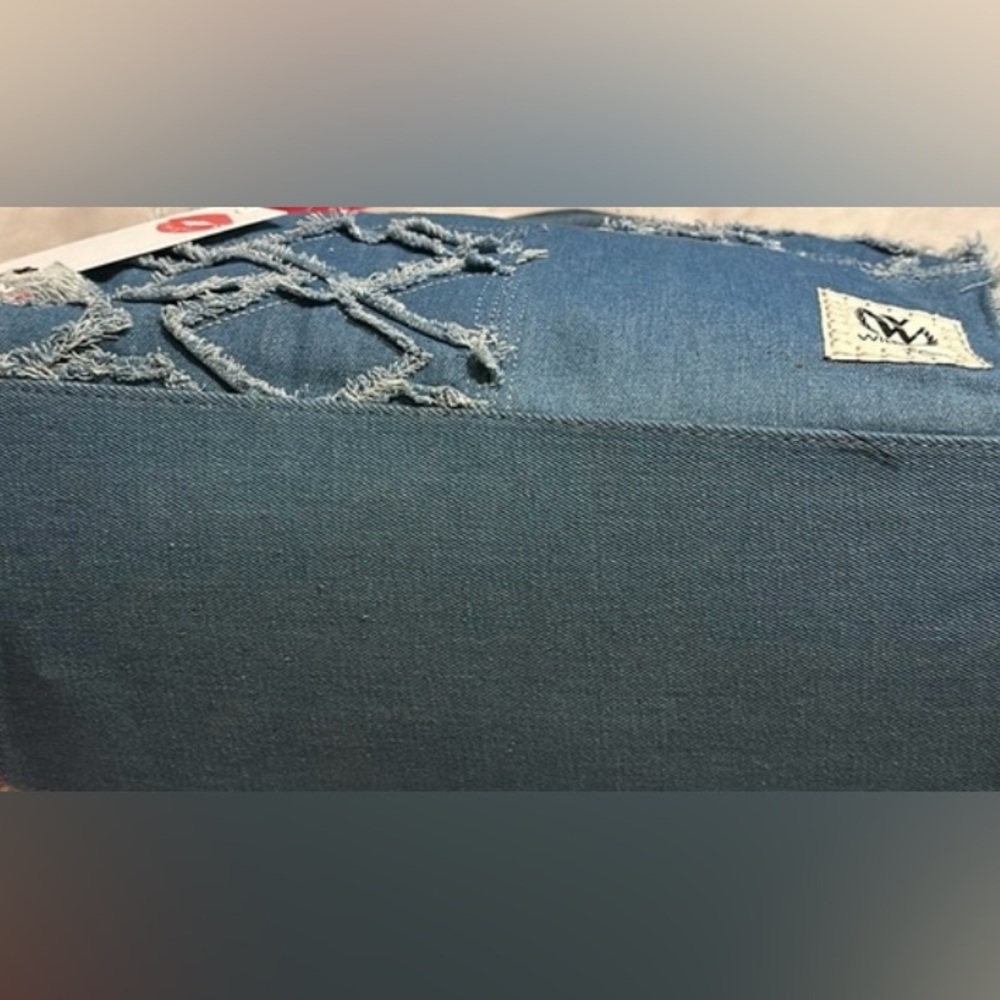 WildFox Blue Frayed Denim Tote. Size:OS - Picture 7 of 7